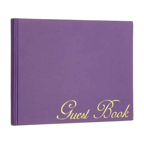 PATIKIL Elegant Guestbook, 9x7 PU Leather Wedding Guest Book Stylish Sign in Book with 50 Blank 120GSM Paper for Receptions Birthdays Funerals Special Events, Purple