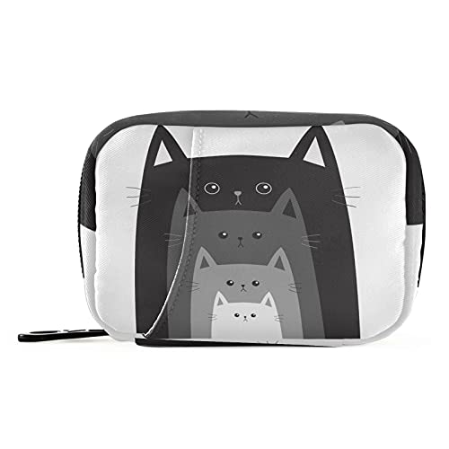 Naanle Funny Cats in Row Pill Box 7 Day Pill Case Travel Pill Organizer Bag with Zipper Portable Weekly Case Compact Size for Vitamin Supplement Holder