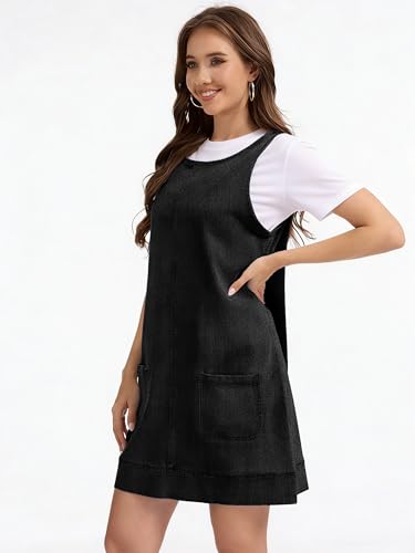 Image of Jayscreate Women's 2025 A-line Suede Dress Pocket Mini V Neck Elegant Long Sleeve Spring Fall Winter Short Dress