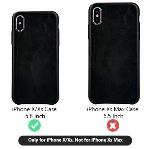 Toovren Iphone X Case, Iphone Xs/10 Case Genuine Leather Cover Protective Ultra Thin Anti-Slip Vintage Shell Hard Back Cover For Apple Iphone X/Xs 5.8'' (2018) Black #TOP5