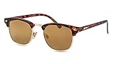 Retro und voll im Trend: die Sonnenbrille im markanten und unverkennbaren Browline Stil mit gold verspiegelten Gläsern