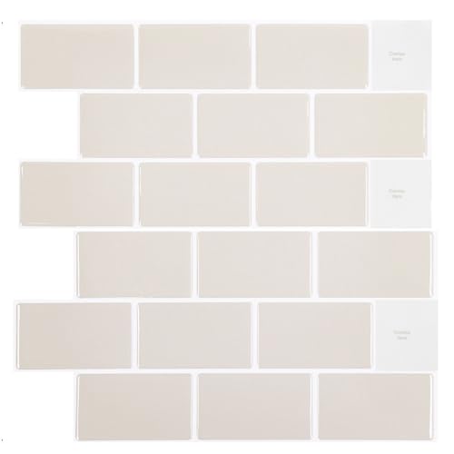 Lot de 10 autocollants pour carrelage de cuisine - Motif métro - En vinyle - 30,5 x 15,3 cm