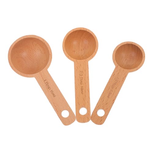 WATIIFUFU Cucharas Medidoras de Madera de Haya 7,5ml, 10ml y 15ml, Set de 3 Piezas para Granos de Café, Té y Especias, Utensilios de Cocina Precisos y Prácticos para Uso Doméstico