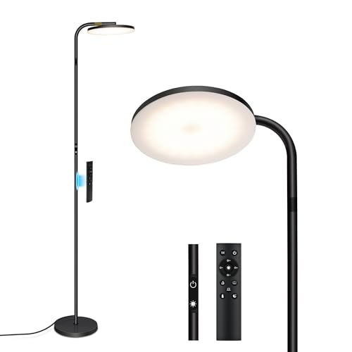 Shalomlite Floor Lamps for Living Room, 36W/2600LM Super Bright LED Floor Lamp with Remote and Touch Control, Stepless Dimmable 69" Tall Standing Lamp with 350° Rotating Head for Bedroom Office