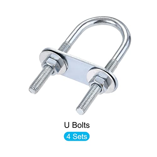 Image of METALLIXITY U Bolts 4 Sets (M6x25x70mm), Round U Bolt Steel with Accessories - for Construction, Pipe