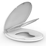 Potty Training Seat Built-In Toilet Seat, Round Toilet Seat 17 Inch with Baby Seat, 2 In 1 Soft Close Quiet No Slapping, Magnetic Absorption, Easy Installation for Bottom Fixing Toilet