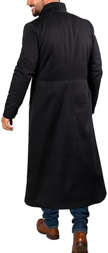 Amazon | メンズ ブラック ロング丈 ゴシック トレンチレザー