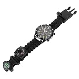 Veemoon Orologio Multifunzione da Montagna con Termometro e Bussola Cinturino in Corda Lanyard Resistente per Escursionismo Campeggio e Corsa all Aperto Versione Nero e Giallo
