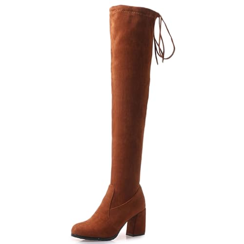 Cuissardes femme bottes extensibles block boots talon carré haut