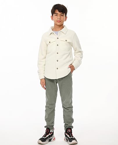 Image of ThCreasa Boys Sherpa Lined Plaid Button Shirt Jacket