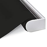 Blackout Cordless Window Roller Shades, Black Custom Free Stop Window Blinds with Spring Lifting...