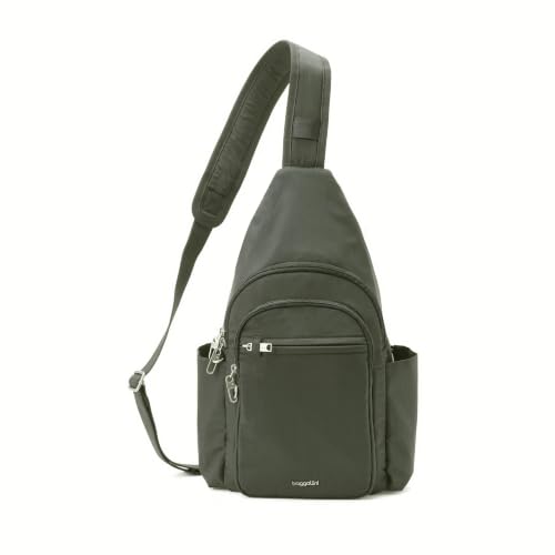 Securtex® Classic Anti-Theft Large Daytripper Sling - 8.4x16.5” RFID Travel Bag w/Locking Zippers & Cut-Resistant Strap by Baggallini - Used condition - US$112.42