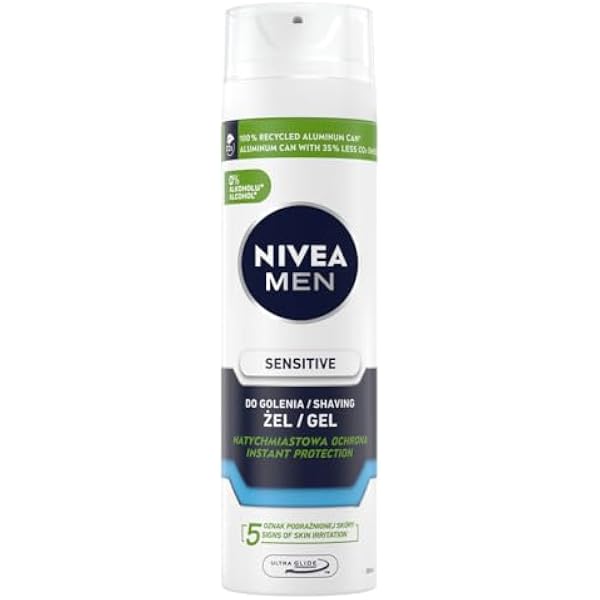 NIVEA MEN Sensitive Żel do golenia – rumianek, hamamelis, witamina E – formuła łagodząca dla skóry wrażliwej – 200 ml