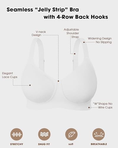 LIIJOO Women Seamless Wireless Bra – Comfortable Soft Supportive Push Up Bra for Women, No Wire Smooth Lounge Underwear for Everyday Wear, Breathable Stretch Fabric（Ivory, 1XL Plus Size） — view 3