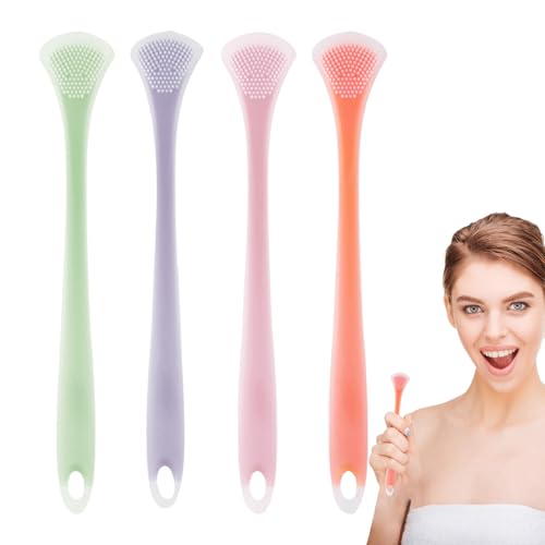 jiyun Gratte-Langue - Outils de Langue Plus Frais Brosses d'hygiène bucco-Dentaire saines,4 brosses à Langue en Silicone améliorent Votre hygiène bucco-Dentaire pour Les Filles, Les garçons et Les