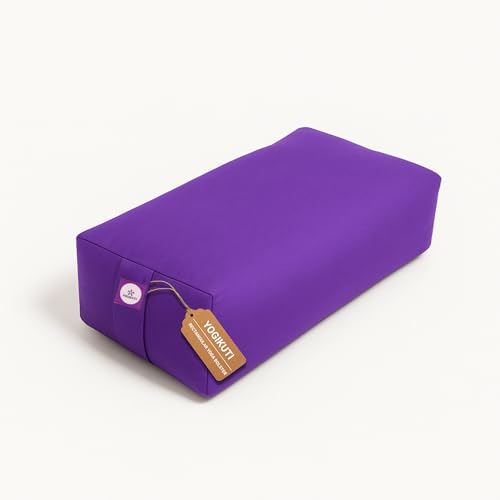 Yogikuti Rectangular Yoga Bolster Cushion for Meditation & Restorative Yoga – Firm Support Pillow for Spine Alignment, Stretching & Relaxation – Premium Cotton Cover (Purple)