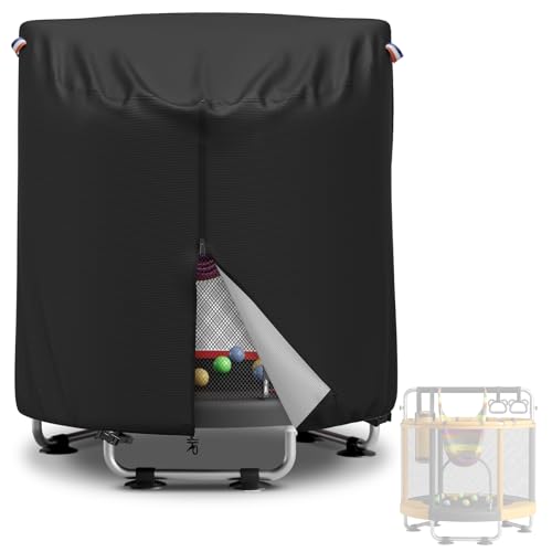 STARTWO Kids Trampoline Cover, Heavy-Duty 600D outdoor waterproof trampoline cover with body pole, Suitable for 55 inch round children's trampoline, UV-Resistant and Windproof, Black