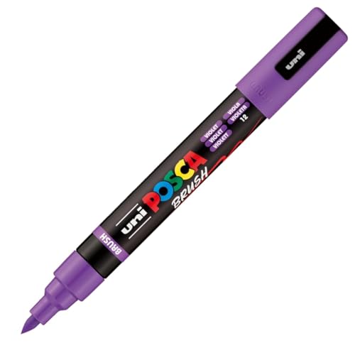 POSCA PC5BR, Marqueur peinture Brush base eau - Tout Support - Violet