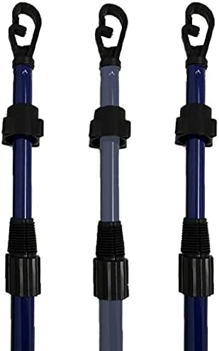 3 X Washing Line Support Poles Heavy Duty Metal Telescopic Clothesline Prop Home Outdoor Garden Extendable Laundry Liner Props 2.6m/8.73ft
