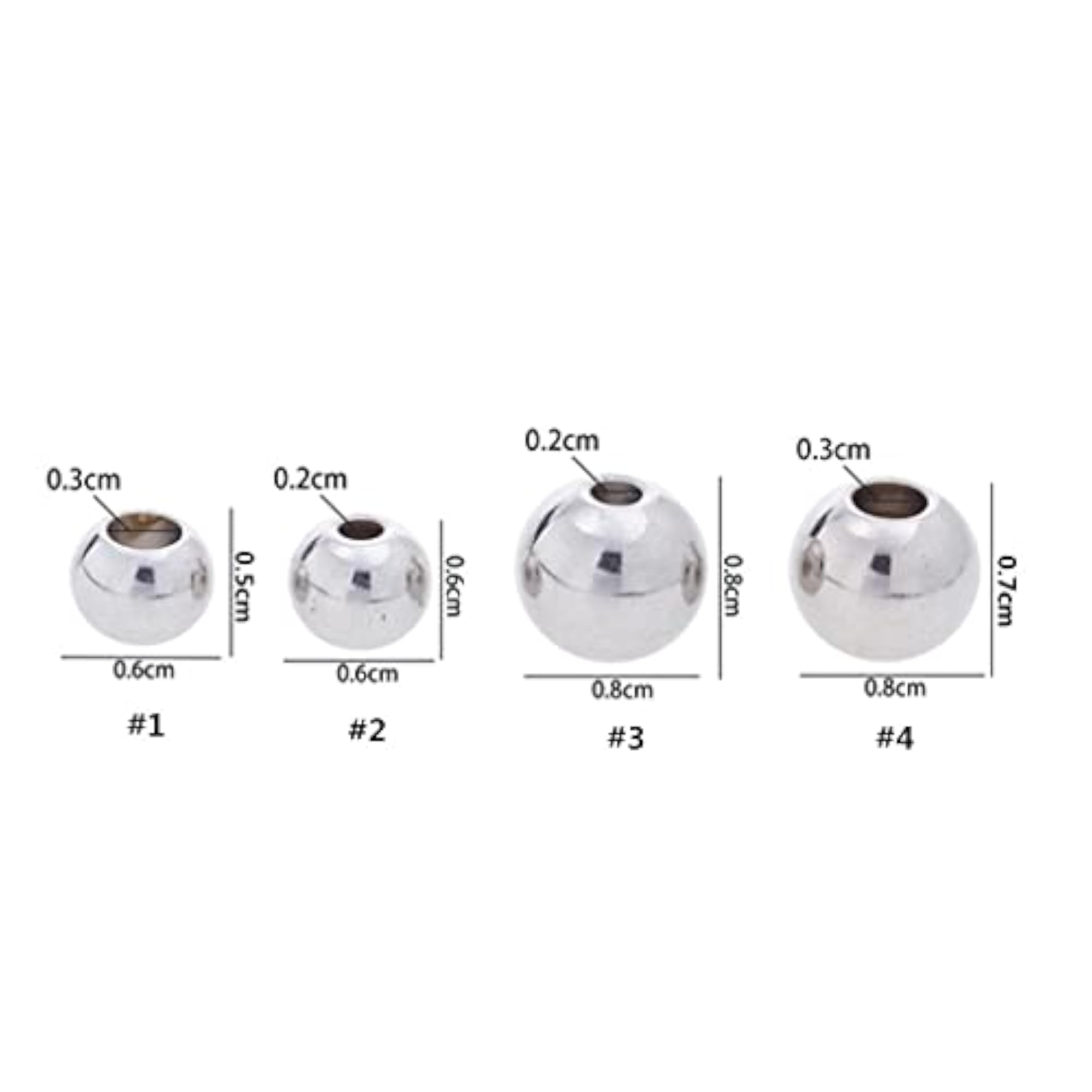 10x50Pcs Silver Stainless Steel Round Spacer Beads DIY Jewelry Making