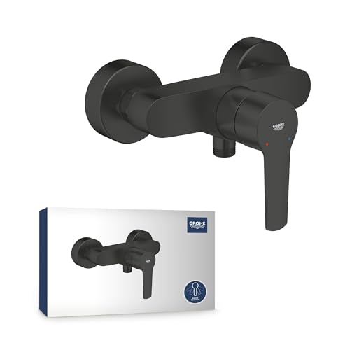 GROHE Start, energiesparende Waschtischarmatur, Kaltwasser in Mittelstellung (Wasserhahn für das Waschbecken, 17cm hoch, Zugstangen Ablauf, 3in1 Werkzeug, einfache Installation), schwarz, 311372432