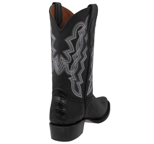 Texas Legacy Mens Black Western Cowboy Boots Ostrich Leg Print Leather J Toe3