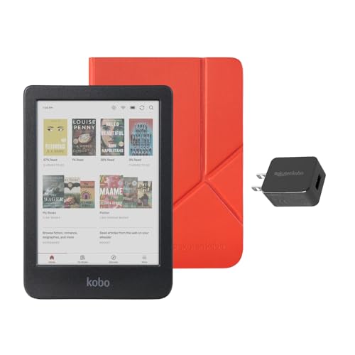 Kobo Clara Colour eReader with Case Bundle (Cayenne Red SleepCover, Case + AC Bundle)