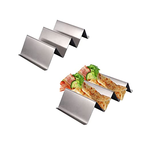 Mcles Taco Holder Pack of 2, Stainless Steel Taco Holder Stand, Holds 3 Tacos, Taco Trays, Taco Stand Up Holder, Taco Stand, Taco Plates Oven Safe for Baking, Dishwasher and Grill Safe
