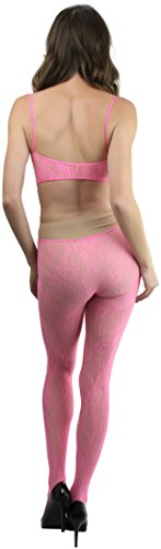Image of ToBeInStyle Women's Bodystocking Crotchless Peek-A-Boo Fishnet Lace Bodysuit