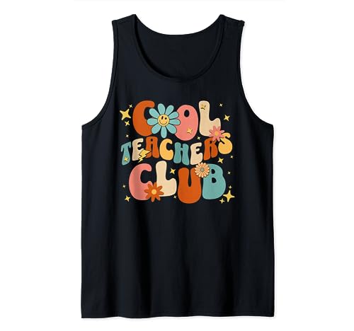 Cool Teachers Club Groovy Retro Divertido Regreso a la Escuela 2023 Camiseta sin Mangas