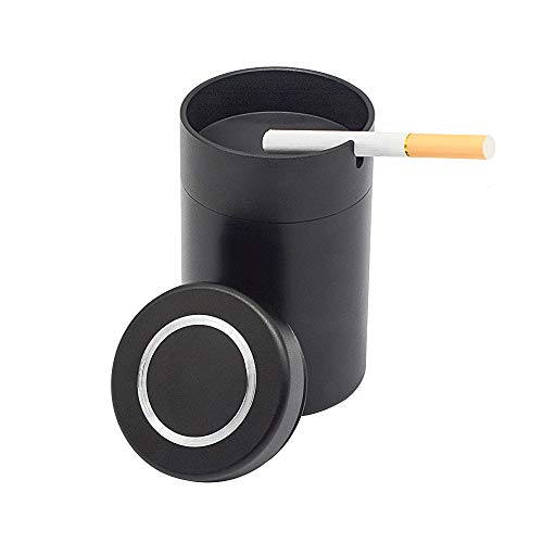NOSTAFY Alloy Aluminum Windproof Enclosed Home Ashtrays, Car Cup Holder Cigarette Ashtray, Automatically