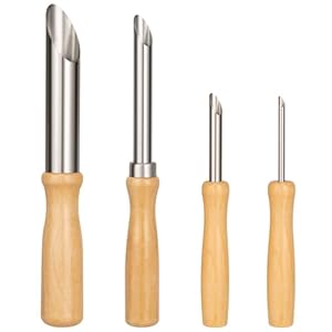Amrules Kit de herramientas de arcilla, 4 piezas de herramientas circulares para cortar, mango de madera y herramientas de escultura de acero inoxidable, adecuado para perforar, tallar, manualidades