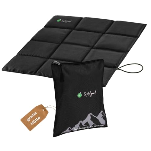 Gipfelgaudi Outdoor Sitzkissen faltbar (Schwarz) inkl. Tasche I Ultraleichtes & faltbares Sitzkissen für Unterwegs I Wetterfeste Sitzunterlage Outdoor I Stadion Sitzkissen