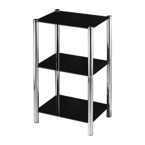 Premier Housewares - Estantería con 3 estantes de Cristal Negro y Cromo Cover