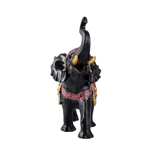 Estatua Elefante Decoración Negra y Dorada 9in miniatura 4