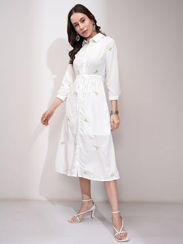Image of Tokyo Talkies Women's Three-Quarter Sleeves Shirt Collar Solid Dresses | Stylish| Casual