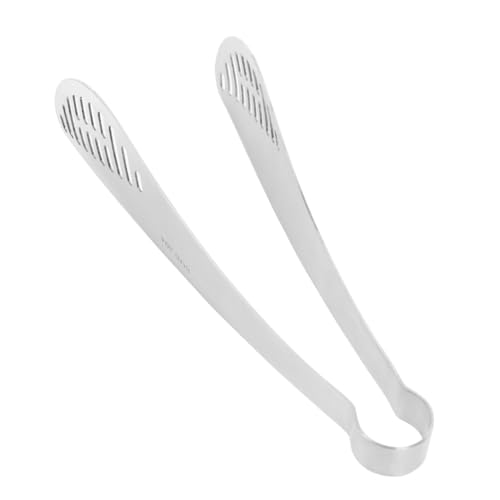 SOLUSTRE 1pc Stainless Steel Food Tongs Heat Resistant Non Slip Bread Clamp for Barbecue Buffet and Restaurant Use Stainless Steel Steak Serving Tong Silver