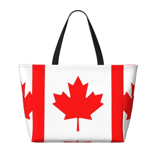 Canadian Flag Extra Large Tote Bag For Women,Foldable Beach Bag With Pocket Weekender Travel Overnight Bag2