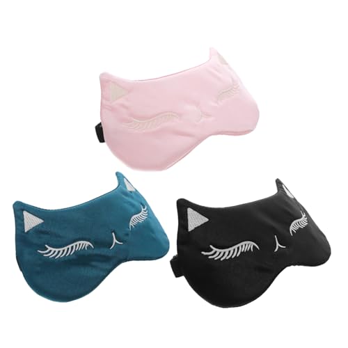 BCOATH 3個可愛い猫柄遮光アイマスク シルク素材 軽量柔らかい睡眠用アイカバー 旅行 昼寝 飛行機 ホテル対応 キッズ 男女兼用 蒸気アイマス