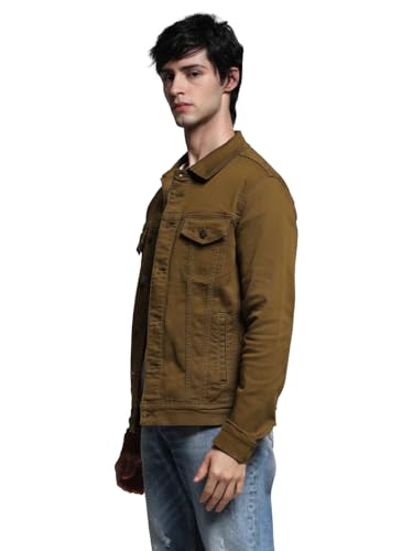 Image of JACK & JONES Men's Spread Collar Cotton Standard Length Washed Denim Jacket