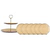 KARACA Dessert Plates and Cake Stand Set of 7 - Elegant & Stylish Large Side Plates for Afternoon Tea Party - Glass, Round & Dune Amber Colour - Ideal for Serving Appetizer or Salad to 6 People