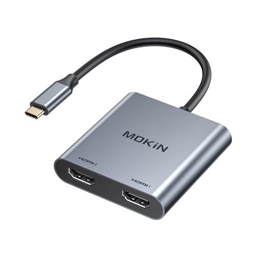 MOKiN USB C to Dual HDMI Adapter, 2 IN 1 Dual HDMI Monitor Adapter 4K@60Hz,USB C Hub to 2 HDMI Splitter Dual Monitors for MacBook/Chromebook Pixel/Lenovo/Surface