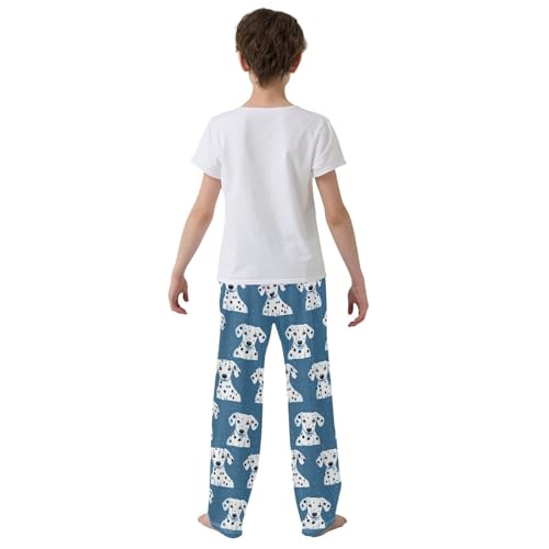 Boys' Pants Cute Dalmatian Dog Blue Long Bottoms Jogger Pants Elastic Waist Trousers with Pockets S-XL3