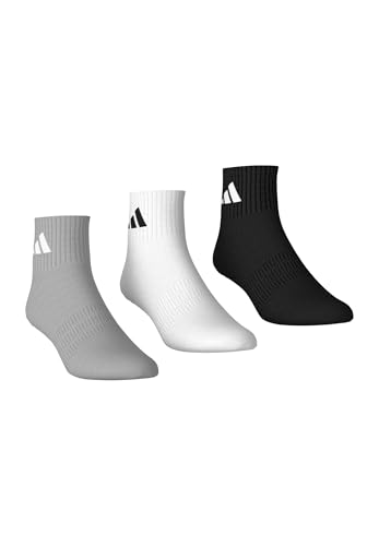 adidas Calcetines unisex Thin&light Sportswear para tobillo, paquete de 3 pares, gris/blanco/negro, 40-42