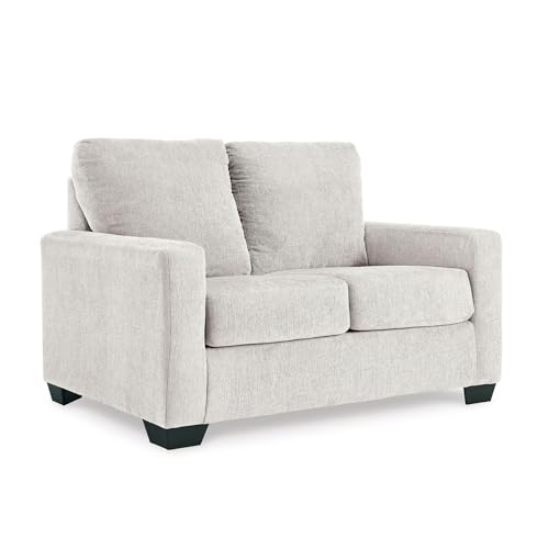 Signature Design by Ashley Rannis Coastal 2-in-1 Sofa Sleeper with Folding Gel Memory Foam Mattress, Twin, White