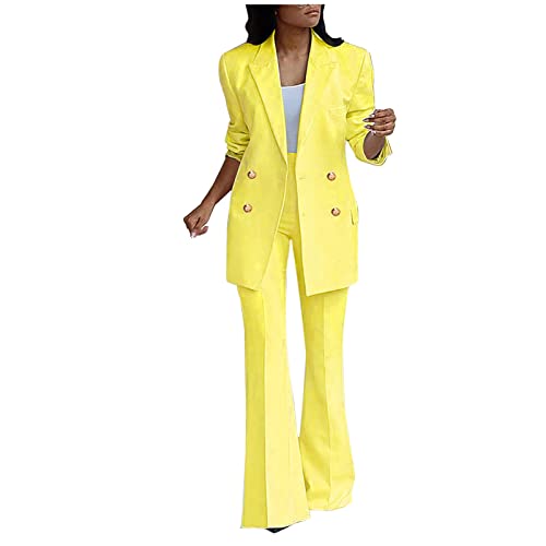 Firzero Women Work Office Suits Two Piece Sets Dressy Casual Formal Pant Suits Solid Colour Elegant Business Outfits