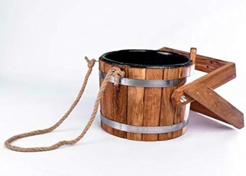 Hoohla Cold Bucket Shower with Plastic Insert, Sauna Shower Bucket, 4.2 gal 16 liters