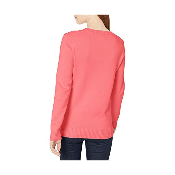 Amazon-Essentials-Womens-100-Cotton-Crewneck-Sweater Amazon Essentials Women's 100% Cotton Crewneck Sweater (Available in Plus Size), Coral Pink, Large