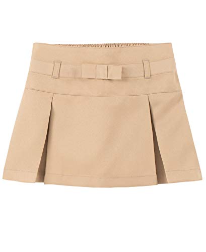 IZOD Girls' School Uniform Pull-on Scooter Skirt with Undershorts, Knit Waistband & Functional Pockets, Wrinkle Resistant, Khaki Pleated, 3T