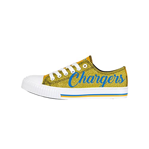 Image of FOCO Womens NFL Team Logo Ladies Fashion Color Glitter Low Top Canvas Sneakers Shoes